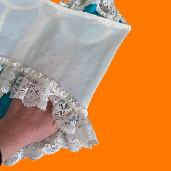 80's 90's blue and white satin lace corset bustier Size 34 - Picture 7 of 10